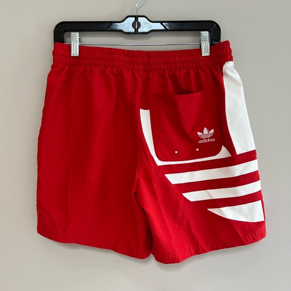 Adidas Men's Originals Big Trefoil Swim Short in Lush Red, size M - Picture 4 of 9